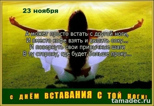 Картинки с Днем вставания с той ноги (35 открыток). Красивые и прикольные открытки с Днем вставания с той ноги