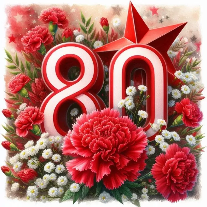  Открытка с 9 мая . Открытка с днем победы 80 лет