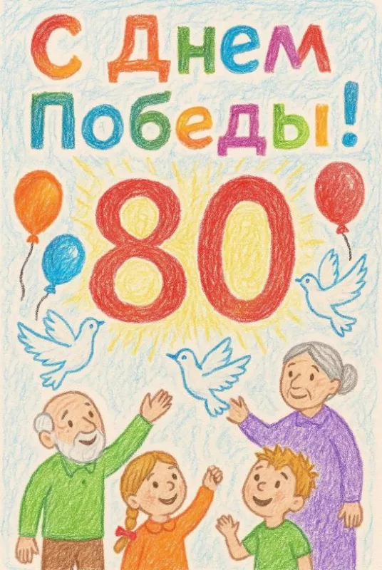  Открытка с 9 мая . Открытка с днем победы 80 лет
